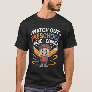 Vorsicht Vorschule ich komme Junge erster Tag T-Shirt