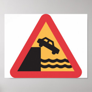 Vorsicht-Wasser-voran Verkehrsschild-Plakat Poster