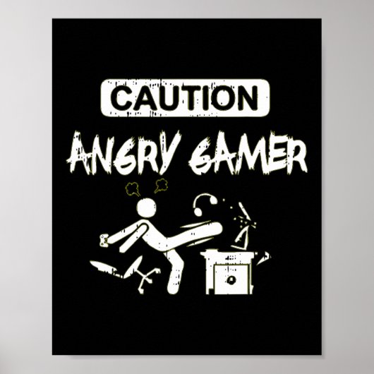 Vorsicht wütend Gamer Computer Funny Video Game Ge Poster (Vorne)