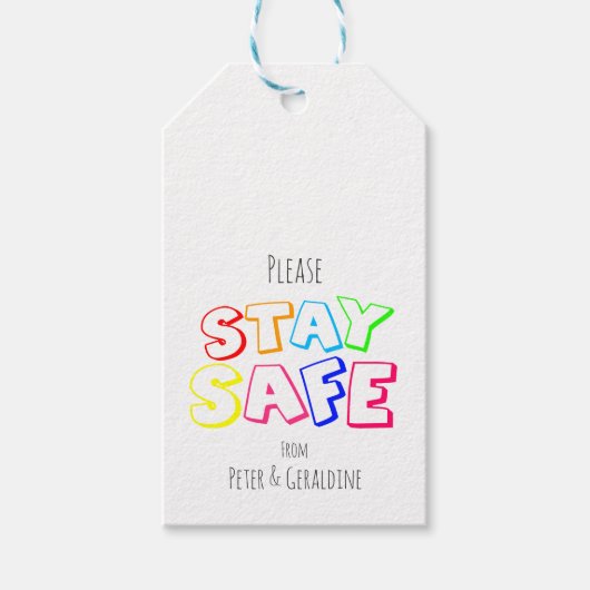 Vorsicht zeigen, Regenbogenfarben Bleibe Safe Geschenkanhänger (Vorderseite)