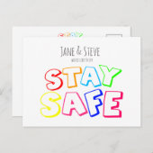 Vorsicht zeigen, Regenbogenfarben Bleibe Safe Postkarte (Vorne/Hinten)