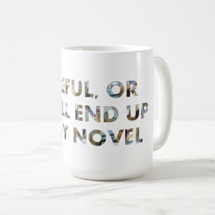 Vorsichtig, am Ende in meinem Roman (Gesichter) Sc Kaffeetasse