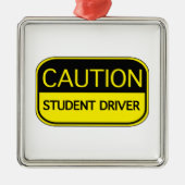 Vorsichtsschulfahrer Silbernes Ornament (Vorne)