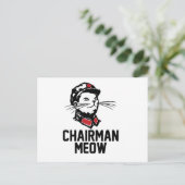 Vorsitzender Meow (Mao) Design Postkarte (Stehend Vorderseite)