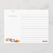 Vorspeise Abendessen Party Kochkarte Postkarte (Rückseite)