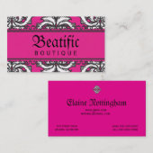 Vorstehender rosa Damast mit dekorativem Rahmen Visitenkarte (Vorne/Hinten)