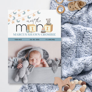 Vorstellung der Mini Blue Baby-Geburtsanzeigenkart