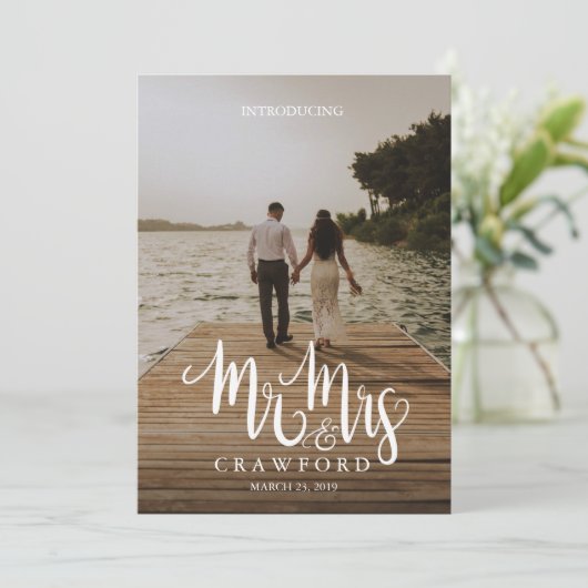 Vorstellung der Verheirateten Hochzeitserklärung Einladung (Stehend Vorderseite)