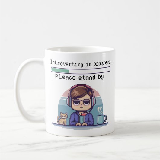 Vorstellung in Progress - Funny Retro Pixel Kaffeetasse (Links)