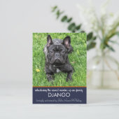 "Vorstellung" unserer neuen Hundekündigung Postkarte (Stehend Vorderseite)