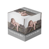 Vorstellung unseres Jungen, Name Baby Foto Würfel (Rückseite Schrägansicht)