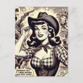 Vorstellung von Retro Country Girl Postkarte (Vorderseite)