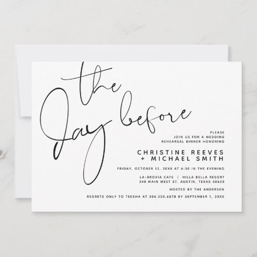 Vortag, Hochzeitsessen Probe Einladung (Vorderseite)