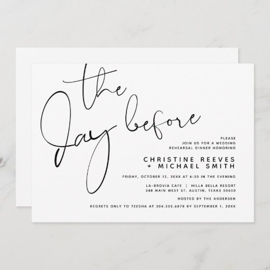 Vortag, Hochzeitsessen Probe Einladung (Vorne/Hinten)