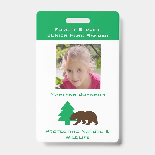 Vortäuschen Park Ranger Abzeichen für Kinder Perso Ausweis (Vorderseite)