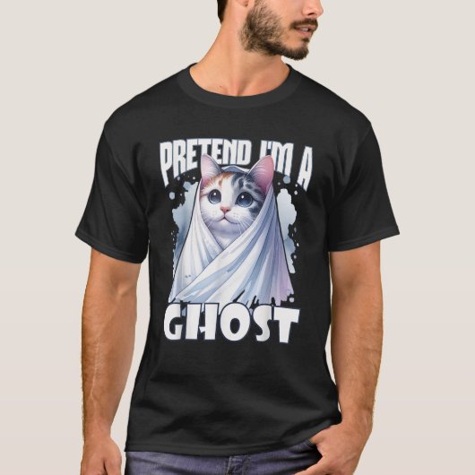 Vortäuschen Sie mir ein Ghost Funny Cat Halloween- T-Shirt (Vorderseite)