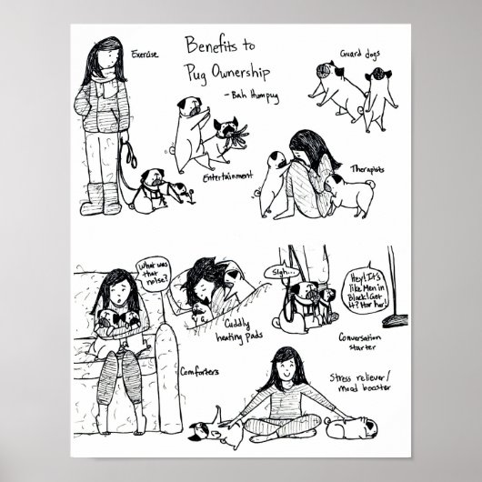 Vorteile für das Eigentum an Mops Poster (Vorne)