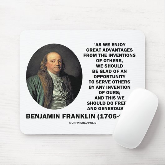 Vorteils-Erfindungs-Zitat Benjamin Franklins Mousepad (Mit Mouse)