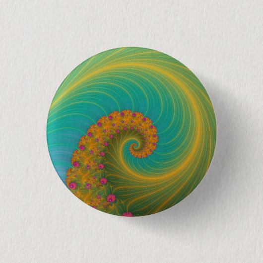 Vortex auf Mohnroh in Orange und Türkis Button (Vorderseite)