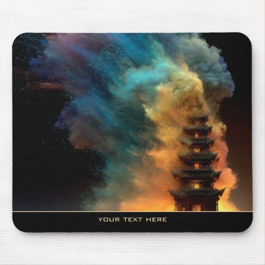 Vortex of Luminous Colorburst Mystic Pagoda Art Mousepad (Vorne)