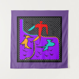 VORÜBERGEHENDE ROT- UND AQUA-BIRD-MUSTER WANDTEPPICH