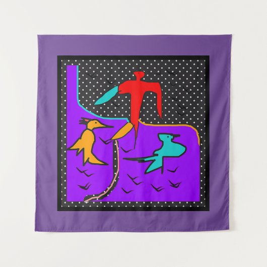 VORÜBERGEHENDE ROT- UND AQUA-BIRD-MUSTER WANDTEPPICH (Vorderseite)