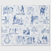 Vorurteil und Stolz Blue Toile Quotes Illustration Geschenkpapier (Flach)