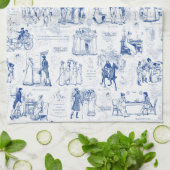 Vorurteil und Stolz Blue Toile Quotes Illustration Geschirrtuch (Gefaltet)