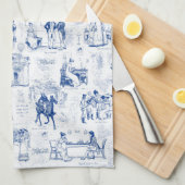 Vorurteil und Stolz Blue Toile Quotes Illustration Geschirrtuch (Viertel Falte)