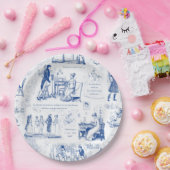 Vorurteil und Stolz Blue Toile Quotes Illustration Pappteller (Party)