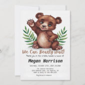 Vorwarte neutrale, grüne und weiße Babydusche Einladung (Vorderseite)