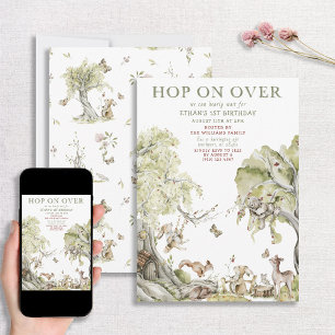 Vorwartehop auf über Woodland 1. Geburtstag Einladung