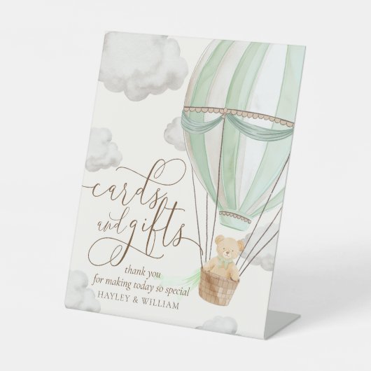 Vorwartekarten und Geschenke Babydusche Sockelschild (Vorderseite)