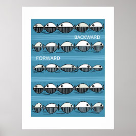 Vorwärts und Rückwärts – Minimaler Fischmuster-Pos Poster