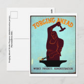 Vorwärts Works Progress Administration Postkarte (Vorne/Hinten)