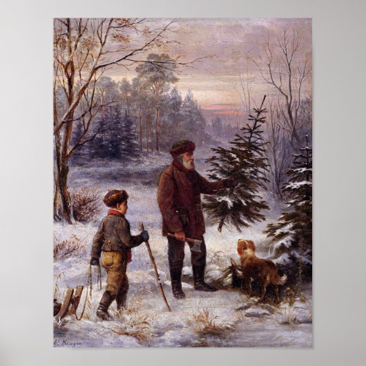 Vorweihnacht Franz Krüger Weihnachtsbaumschnee Poster (Vorne)