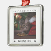 Vorweihnachtskatzenname Jahr Foto Ornament Aus Metall (Links)