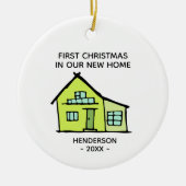 Vorweihnachtsname in unserer neuen Zuhause Keramik Ornament (Vorne)