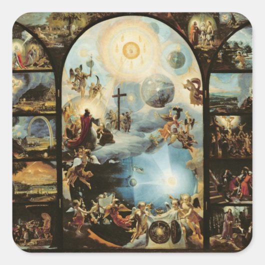 Vorwurf der Schaffung des Kosmos Quadratischer Aufkleber (Vorderseite)