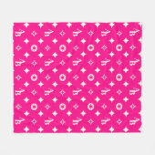 Vorzeichenloses, rosa-farbenes Monogramm-Muster Fleecedecke (Vorderseite (Horizontal))