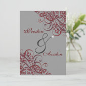 Vorzügliche barocke rote Rolle-12x18 Einladung (Stehend Vorderseite)