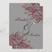 Vorzügliche barocke rote Rolle-12x18 Einladung (Vorne/Hinten)