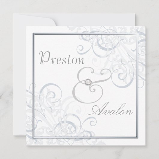 Vorzügliche barocke silberne Rolle-Weiß-Einladung Einladung (Vorderseite)