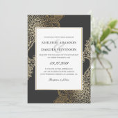 Vorzügliche goldene Blumenhennastrauch-Hochzeit Einladung (Stehend Vorderseite)