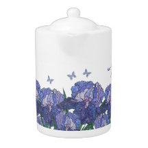 Vorzügliche Iris blüht kundengerechter Tee-Topf #4