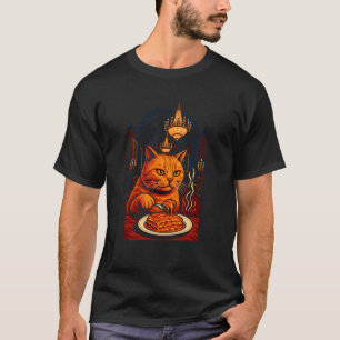 Vorzügliche Katze, die Lasagne isst, Katzenfutterk T-Shirt