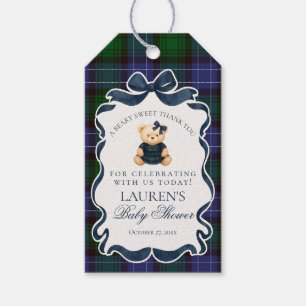 Vorzügliche Koketten-Schleifen-Bär-Tartan-Baby-Par Geschenkanhänger