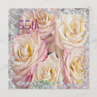 Vorzügliche Rosen u. Diamant-55. Geburtstag Einladung