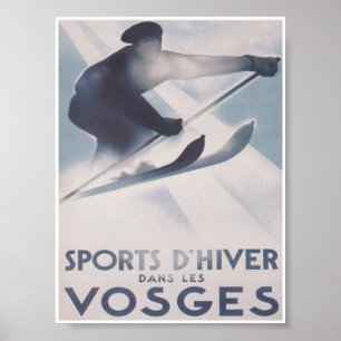 Vosges France Retro Vintages Skireisepaket Poster