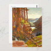 Vosges Mountains, Holzbrücke, Frankreich Postkarte (Vorne/Hinten)